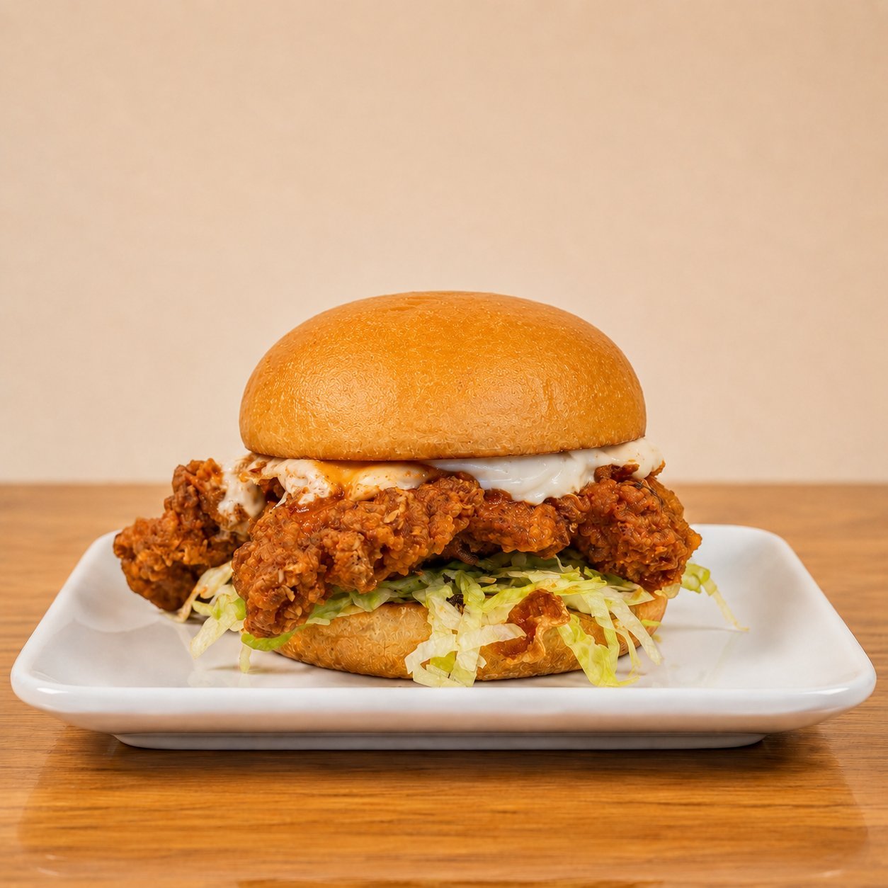 Cluck Norris crispy fried chicken sandwich with bacon and house buffalo sauce, OV Burger Bar Prince Rupert